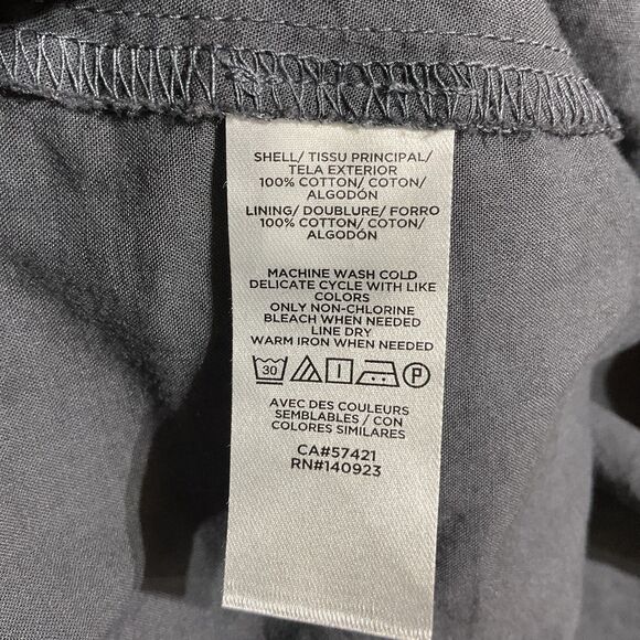 LOFT Gray Eyelet Peplum Top | Medium Cotton Sleeveless - Picture 6 of 9